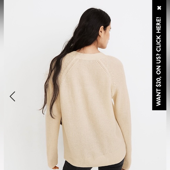 NWT Madewell Ribbed Lyle Henley Sweater Cream Large - Picture 7 of 10